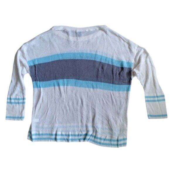 Torrid Striped Mesh Sweater Top White/Gray/Blue Womens Size 4 - Picture 3 of 5